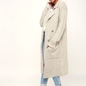 NWT Lulu’s Cuddle Club Beige Long Sleeve Sweater Coat Size L